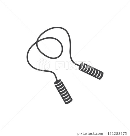 Jumping rope icon in flat style. Gymnastic equipment vector illustration on isolated background. Training instrument sign business concept. Jumping rope icon in flat style. Gymnastic equipment vector illustration on isolated background. Training instrument sign business concept. 121288375