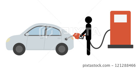 一個人在加油站給汽車加油的向量圖 121288466