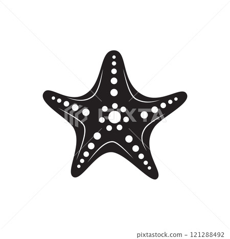 Starfish icon in flat style. Sea stars vector illustration on isolated background. Sea animal sign business concept. 121288492