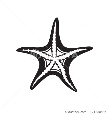 Starfish icon in flat style. Sea stars vector illustration on isolated background. Sea animal sign business concept. 121288494