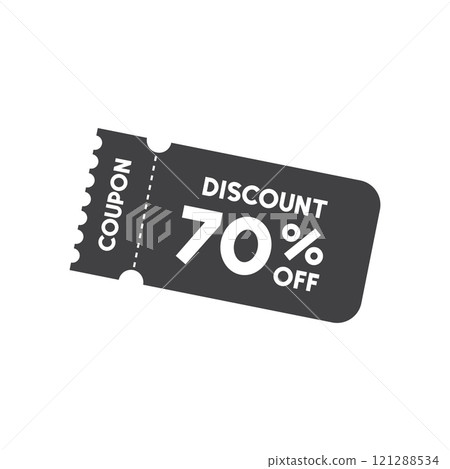 Gift voucher icon in flat style. 70% discount vector illustration on isolated background. Promotion coupon sign business concept. Gift voucher icon in flat style. 70% discount vector illustration on isolated background. Promotion coupon sign business concept. 121288534