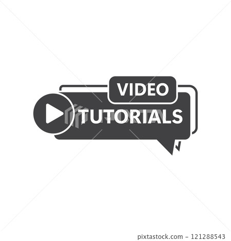 Play video tutorials icon in flat style. Education software vector illustration on isolated background. Webinar training sign business concept. 121288543