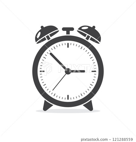 Clock icon in flat style. Round watch vector illustration on isolated background. Timer sign business concept. 121288559