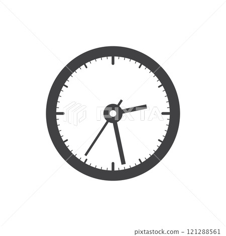 Clock icon in flat style. Round watch vector illustration on isolated background. Timer sign business concept. 121288561