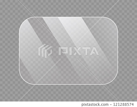 Glass plate icon in flat style. Realistic window vector illustration on isolated background. Clear glass showcase sign business concept. 121288574