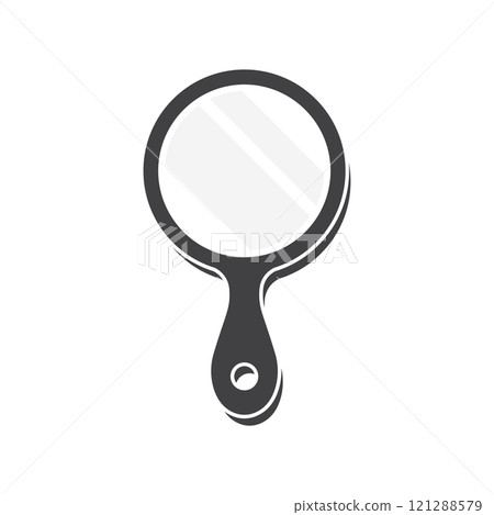 Mirror icon in flat style. Hand mirror glass vector illustration on isolated background. Fashion sign business concept. Mirror icon in flat style. Hand mirror glass vector illustration on isolated background. Fashion sign business concept. 121288579