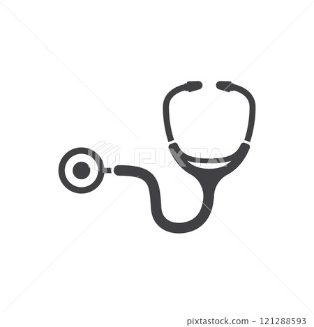 Medical stethoscope icon in flat style. Doctor instrument vector illustration on isolated background. Medicine and healthcare sign business concept. 121288593