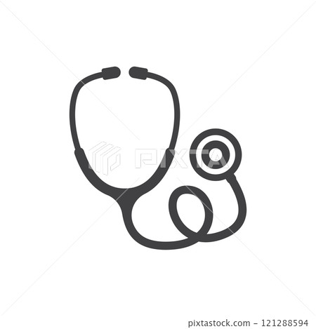 Medical stethoscope icon in flat style. Doctor instrument vector illustration on isolated background. Medicine and healthcare sign business concept. 121288594