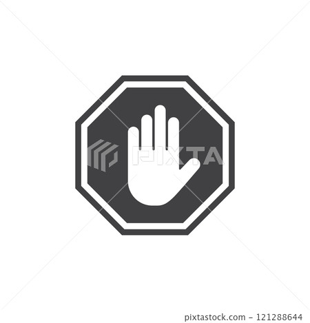 Stop icon in flat style. Warning symbol vector illustration on isolated background. Do not enter sign business concept. Stop icon in flat style. Warning symbol vector illustration on isolated background. Do not enter sign business concept. 121288644