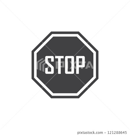 Stop icon in flat style. Warning symbol vector illustration on isolated background. Do not enter sign business concept. Stop icon in flat style. Warning symbol vector illustration on isolated background. Do not enter sign business concept. 121288645