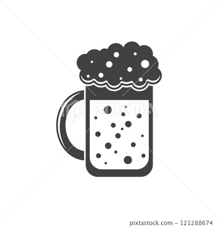 Cold beer icon in flat style. Alcohol drink vector illustration on isolated background. Alcohol glass sign business concept. 121288674