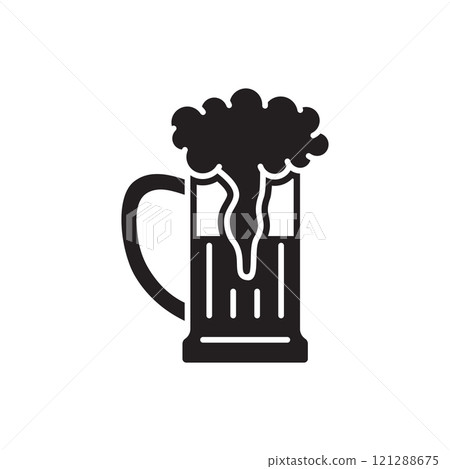 Cold beer icon in flat style. Alcohol drink vector illustration on isolated background. Alcohol glass sign business concept. 121288675