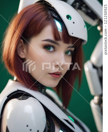 portrait woman cyborg modern technology 121288925
