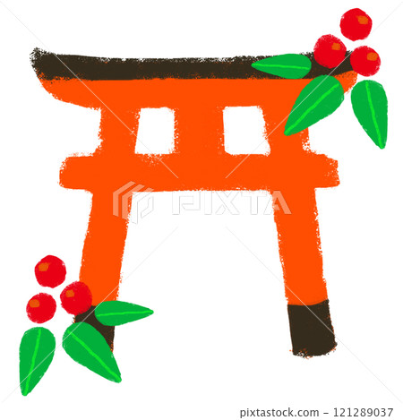 Crayon touch New Year's image Torii 121289037