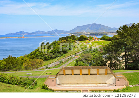 Shimonoseki City's comprehensive park, Oinoyama Park, overlooking the Hibiki Sea 121289278