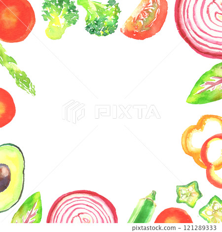 Watercolor salad vegetable frame 121289333