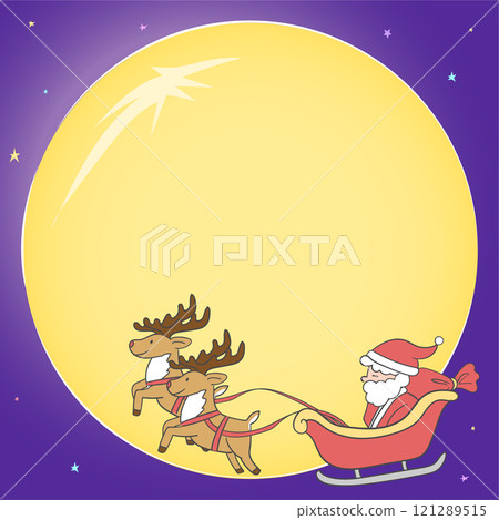 Santa illustration flying in the sky on a reindeer sled. 121289515