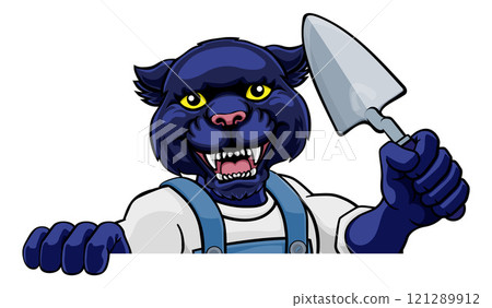 Panther Bricklayer Builder Holding Trowel Tool 121289912