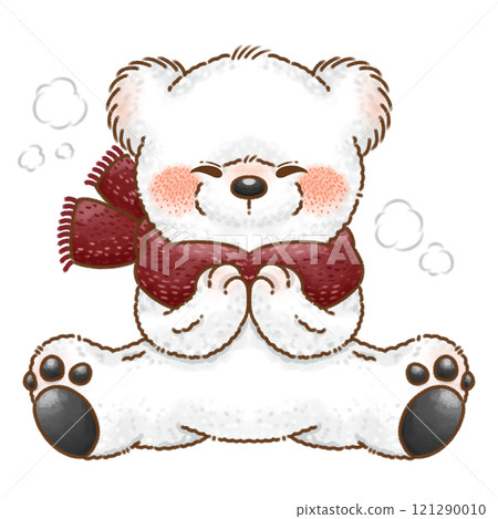 戴著圍巾的寒冷北極熊 121290010