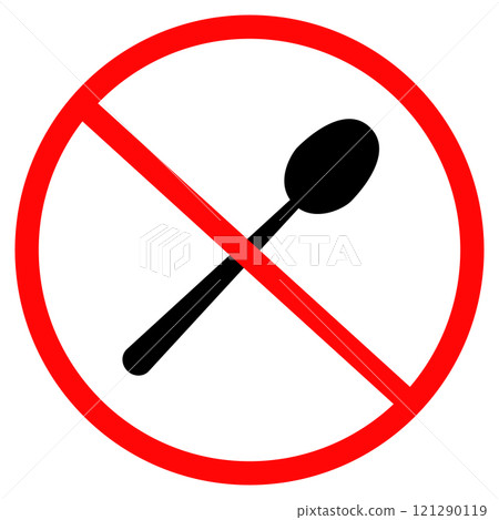no spoons icon. spoon icon with red prohibit sign. flat style. 121290119