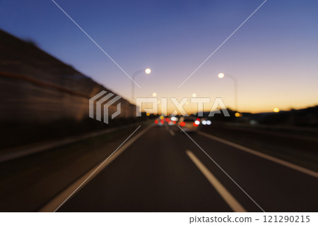 Beautiful sunset and highway_Japan 121290215