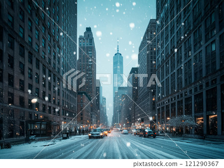 紐約雪景圖片 121290367