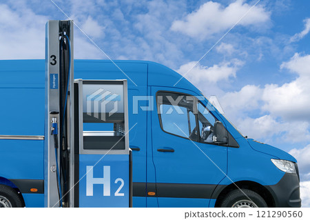 A hydrogen fuel cell delivery van concept. Clean transportation 121290560