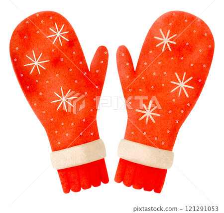 Illustrations of winter gloves on an isolated background, Christmas gloves on an isolated background 121291053