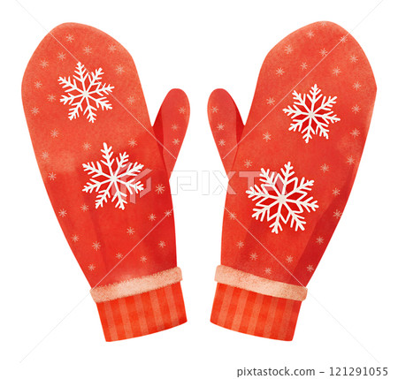 Illustrations of winter gloves on an isolated background, Christmas gloves on an isolated background Illustrations of winter gloves on an isolated background, Christmas gloves on an isolated background 121291055