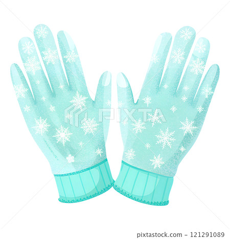 Illustrations of winter gloves on an isolated background, Christmas gloves on an isolated background 121291089