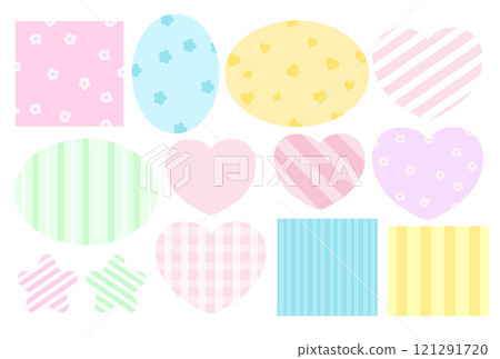 Cute patterns of heart, star, square, rectangle shape for background, backdrop, flower wallpaper, patch, brooch, fabric print, sticker, text bubble, Valentine card, fashion, accessory, pin, decoration Cute patterns of heart, star, square, rectangle shape for background, backdrop, flower wallpaper, patch, brooch, fabric print, sticker, text bubble, Valentine card, fashion, accessory, pin, decoration 121291720