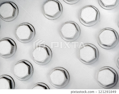 large bolts and nuts on a metal structure large bolts and nuts on a metal structure 121291849