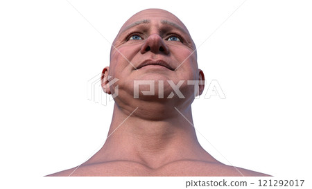 A man's hairless head from bottom view, 3D illustration A man's hairless head from bottom view, 3D illustration 121292017