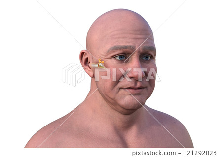 Otitis media in a man, 3D illustration 121292023