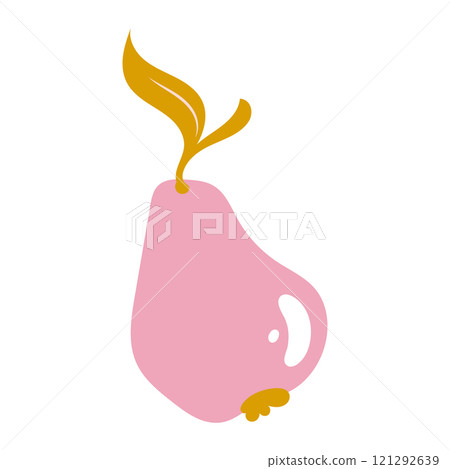 Pear illustration. Fruity hand drawn print. Delicate pink design. Summer harvest. 121292639