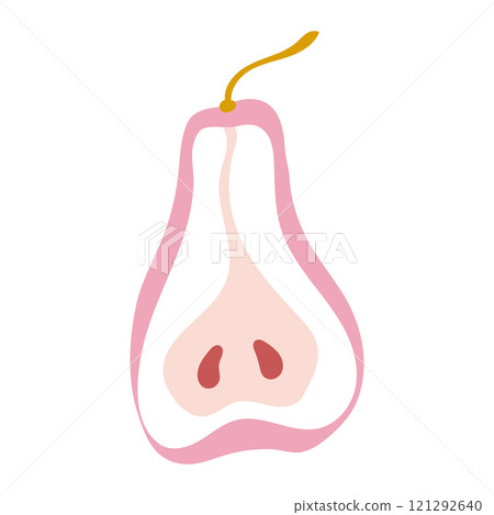 Pear illustration. Fruity hand drawn print. Delicate pink design. Summer harvest. Pear illustration. Fruity hand drawn print. Delicate pink design. Summer harvest. 121292640