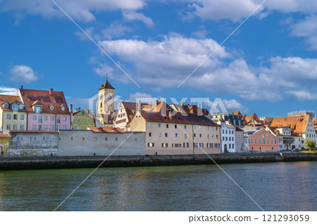 View of Regensburg from Danube river, Germany View of Regensburg from Danube river, Germany 121293059