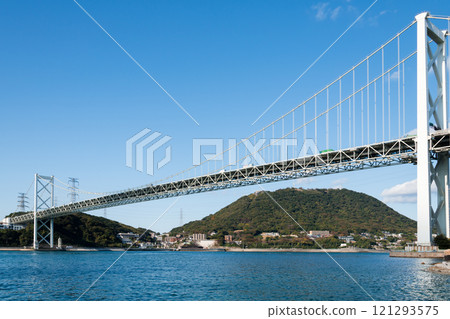 [Kitakyushu Moji Port: Kanmon Straits and Kanmon Bridge from Norfolk Square] 121293575
