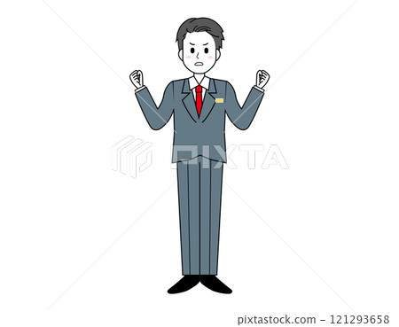 Illustration of a male salesperson serving customers Full-body illustration of a male businessman 121293658