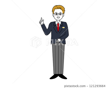 男性銷售員為顧客服務的插圖 男性商人的全身插圖 121293664