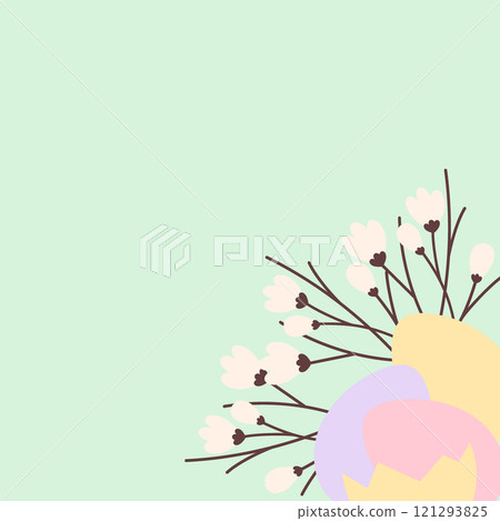 Blossom sprigs, colorful Easter Eggs and cracked eggshell Corner festive composition idea Copy space Blossom sprigs, colorful Easter Eggs and cracked eggshell Corner festive composition idea Copy space 121293825