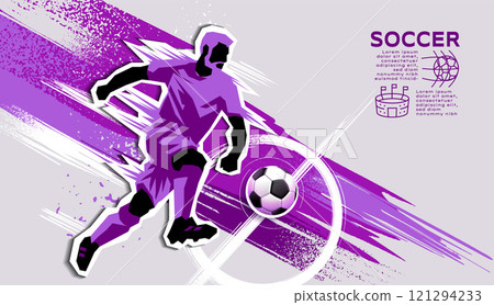 Soccer Template design , Football banner, Sport layout design, Purple Theme, vector ,abstract background 121294233