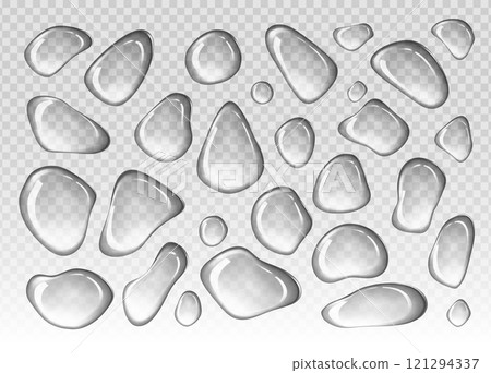 Isolated water droplets with transparent background 121294337