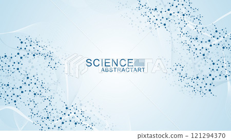 Structure molecule and communication Dna, atom, neurons. Science concept for your design. Connected lines with dots. Medical, technology, chemistry, science background. Vector illustration. 121294370