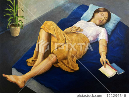 打瞌睡的女人圖 打瞌睡的女人圖 121294846