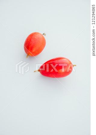 Two calabash, white background, indoors 121294865