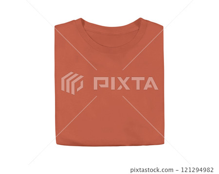 Heather Orange colour blank fashion folded tee front mockup template 121294982