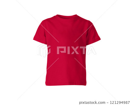 Cherry red colour blank fashion tee front mockup template 121294987