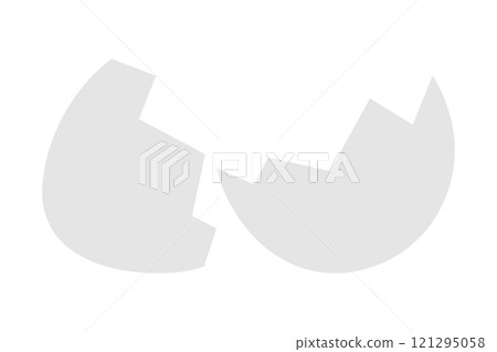 Cracked eggshell in grayscale. Recipe or Thematic cards Design element concept Cracked eggshell in grayscale. Recipe or Thematic cards Design element concept 121295058