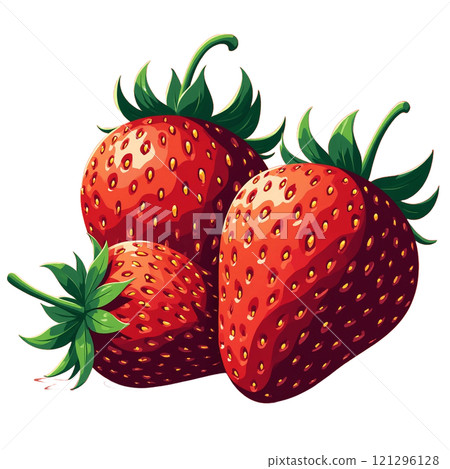 Delicious strawberry flesh and vibrant red 121296128